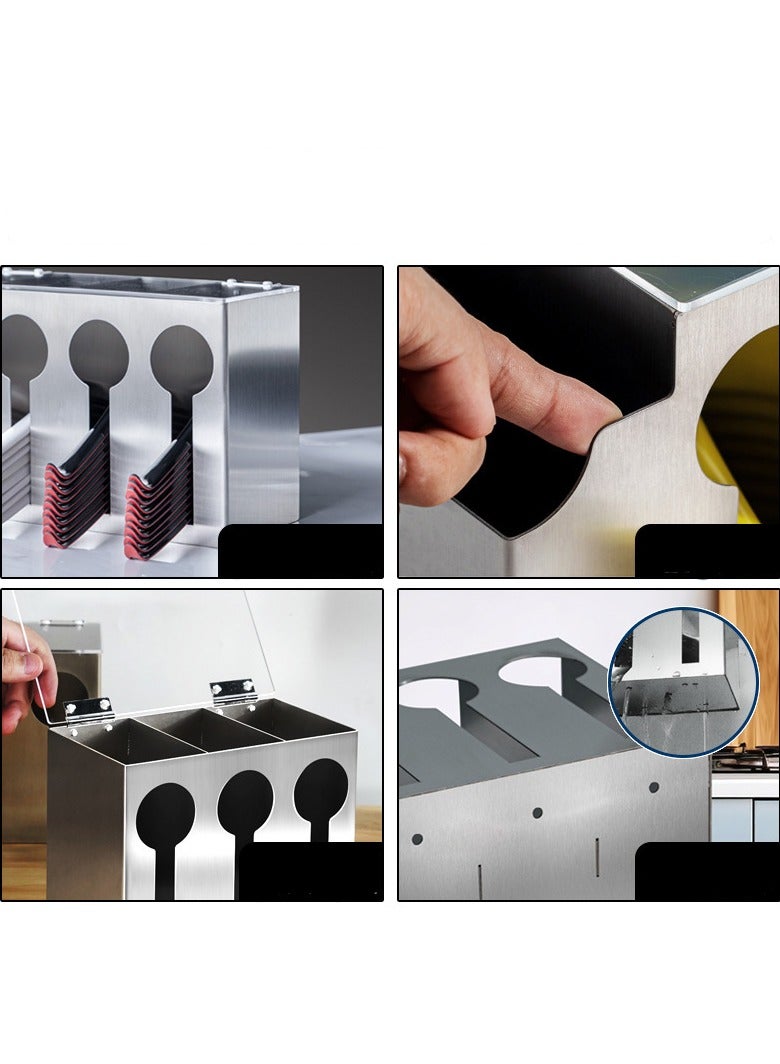 Beauenty 5 Compartment Stainless Cutlery Organizer, Plastic Silverware Holder Caddy, Forks Spoons Knives Dispenser, Flatware Organizer for Restaurant Party Buffet Table Kitchen CounterTop - Image 4