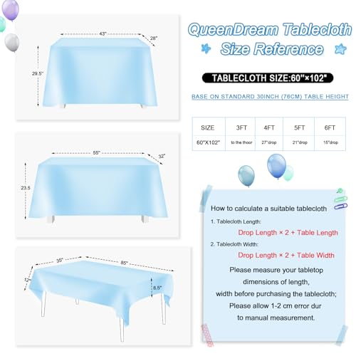 QueenDream Sequin Tablecloth 60"x102" Sparkly Party Table Cloths Sequin Table Cloth Overlay for Wedding Birthday Baby Shower Decoration Baby Blue - Image 5