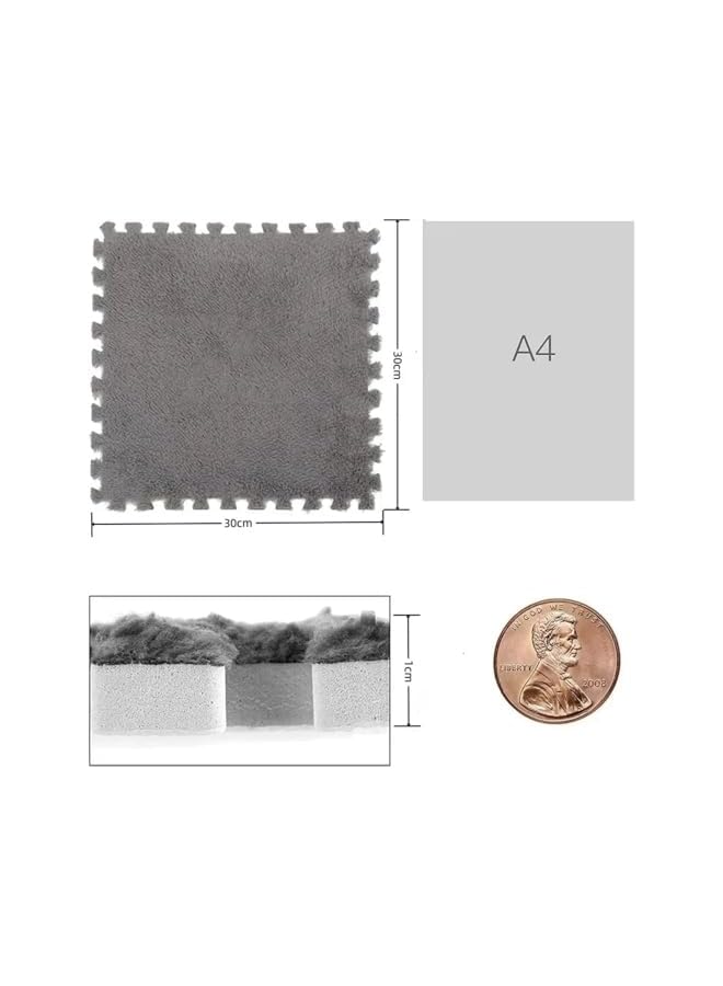 Green Tiger 20Pcs Plush Puzzle Foam Floor Mat 30 * 30 * 1Cm Soft And Fluffy Interlocking Carpet Tile Area Rugs With Exercise Gym Mats Climbing Carpet Mats Shaggy Area Rug For Room Floor(White & Gray) - Image 3