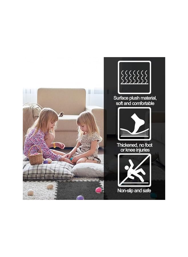 Green Tiger 20Pcs Plush Puzzle Foam Floor Mat 30 * 30 * 1Cm Soft And Fluffy Interlocking Carpet Tile Area Rugs With Exercise Gym Mats Climbing Carpet Mats Shaggy Area Rug For Room Floor(White & Gray) - Image 5