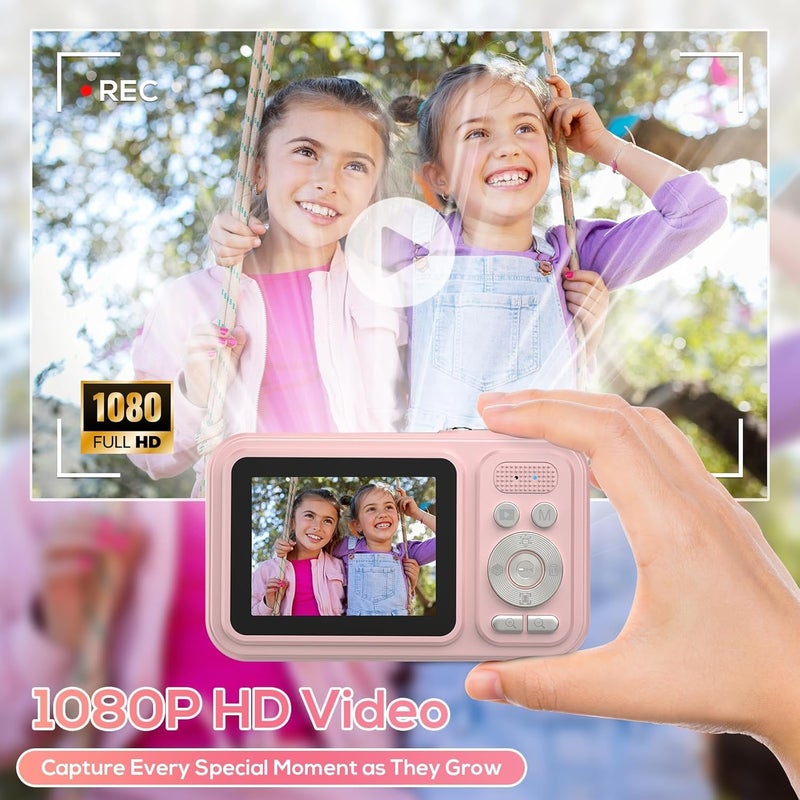 Digital Camera, 48MP FHD 1080P Point and Shoot Cameras for Photography and Video with 16X Zoom Anti Shake, Portable Compact Camera for Kids Teens Beginners, Pink - Image 2