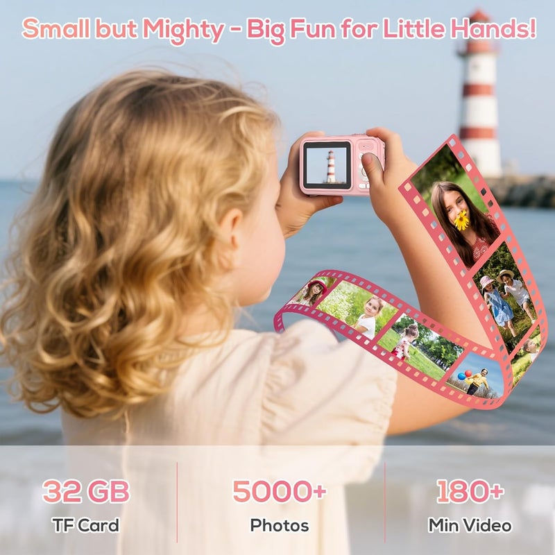Digital Camera, 48MP FHD 1080P Point and Shoot Cameras for Photography and Video with 16X Zoom Anti Shake, Portable Compact Camera for Kids Teens Beginners, Pink - Image 4