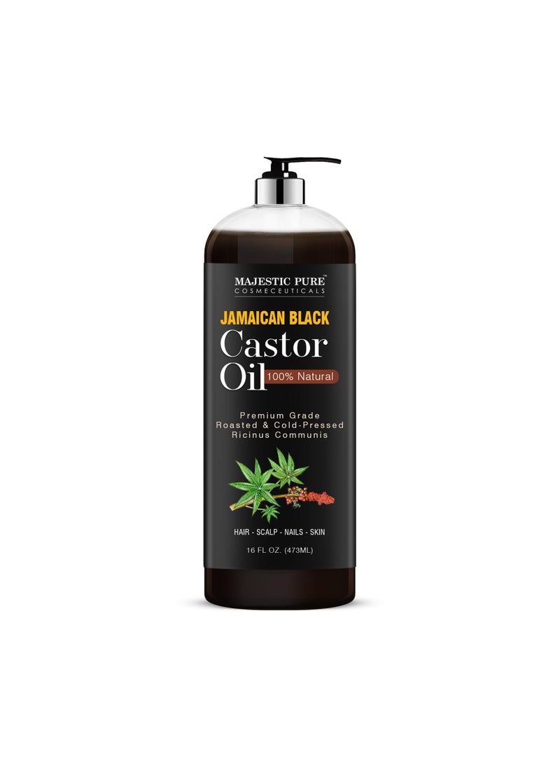 Majestic Pure MAJESTIC PURE Pure Jamaican Black Castor Oil for Hair Care, Strengthening, Nourishing, and Volumizing Formula - Non GMO Verified, 16 Fl Oz 