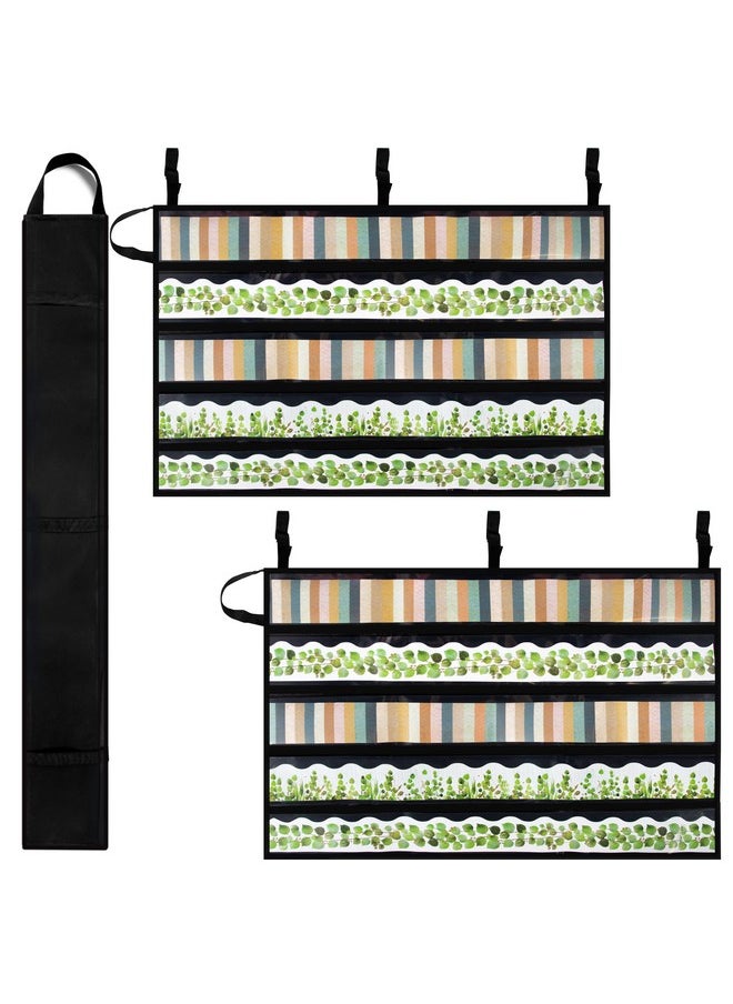 Essex Wares Pack Of 2, Bulletin Board Border Storage, Black, 37.5" X 23.8" Unfolded Size - Bulletin Border Storage Pocket Charts For Easy Border Organization, Portable Border Storage Box For Teachers  - Image 1