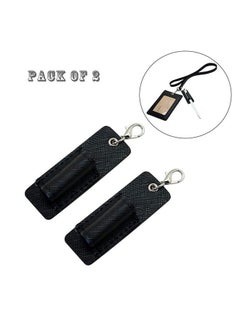 boshiho Genuine Leather Pen Holder 2 Pack Boshiho Pen Pencil Holders For Badge Holder Or Neck Lanyard (Black 1)  - Image 4
