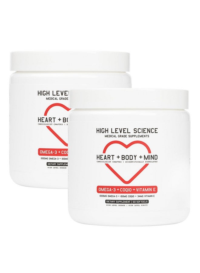 High Level Omega 3, CoQ10 & Vitamin E, Heart, Body, Mind Support with Fish Oil, Coenzyme Q10, Beeswax & Glycerin, Dietary Supplement for Men & Women, Yeast & Gluten Free, 60 Black Softgels - 2 Pack - Image 1