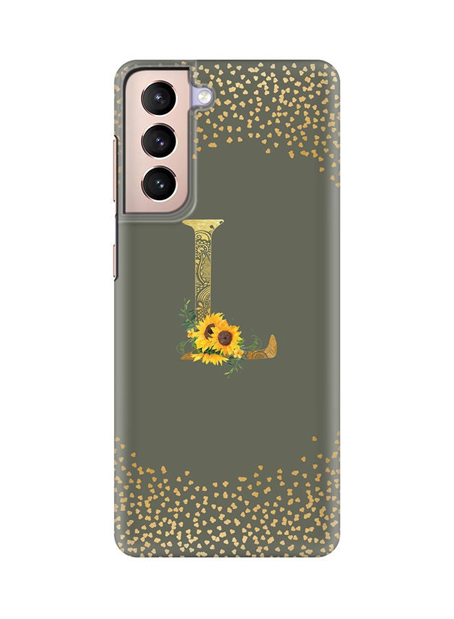 Stylizedd Monogram Slim Cover for Samsung Galaxy S21 Plus 5G Case Custom Initials Letter Floral Pattern Snap Series Mobile Cover Matte Alphabet  - L (Olive Green) - Image 1