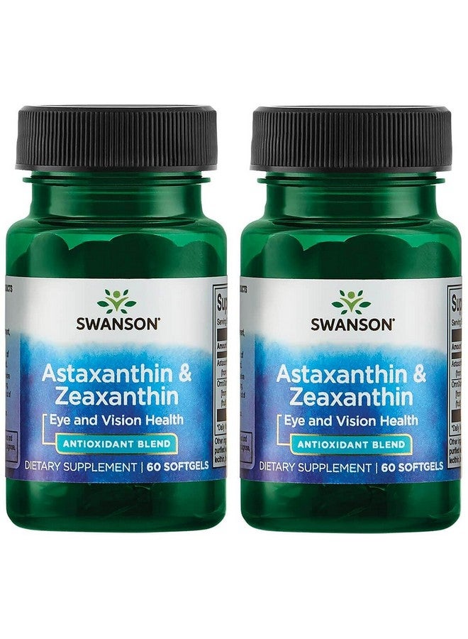Swanson Astaxanthin & Zeaxanthin Eye Vision Brain Skin Health Antioxidant Support Supplement (Astaxanthin 4 mg & OmniXan Zeaxanthin 4 mg) 60 Softgels Sgels (2 Pack) - Image 1