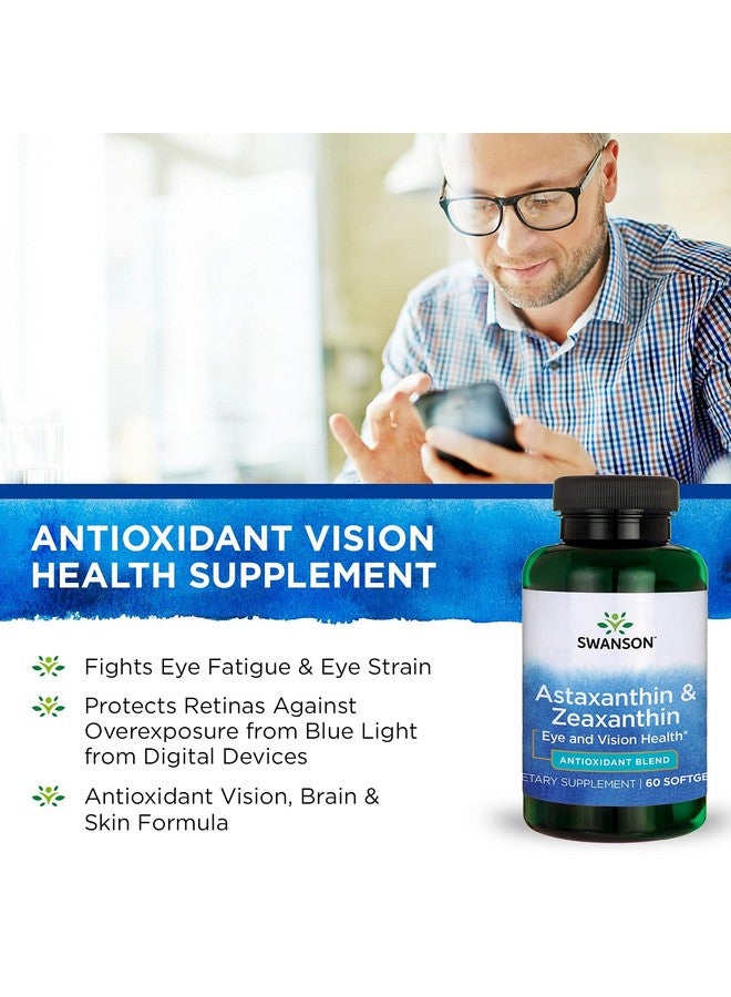 Swanson Astaxanthin & Zeaxanthin Eye Vision Brain Skin Health Antioxidant Support Supplement (Astaxanthin 4 mg & OmniXan Zeaxanthin 4 mg) 60 Softgels Sgels (2 Pack) - Image 4