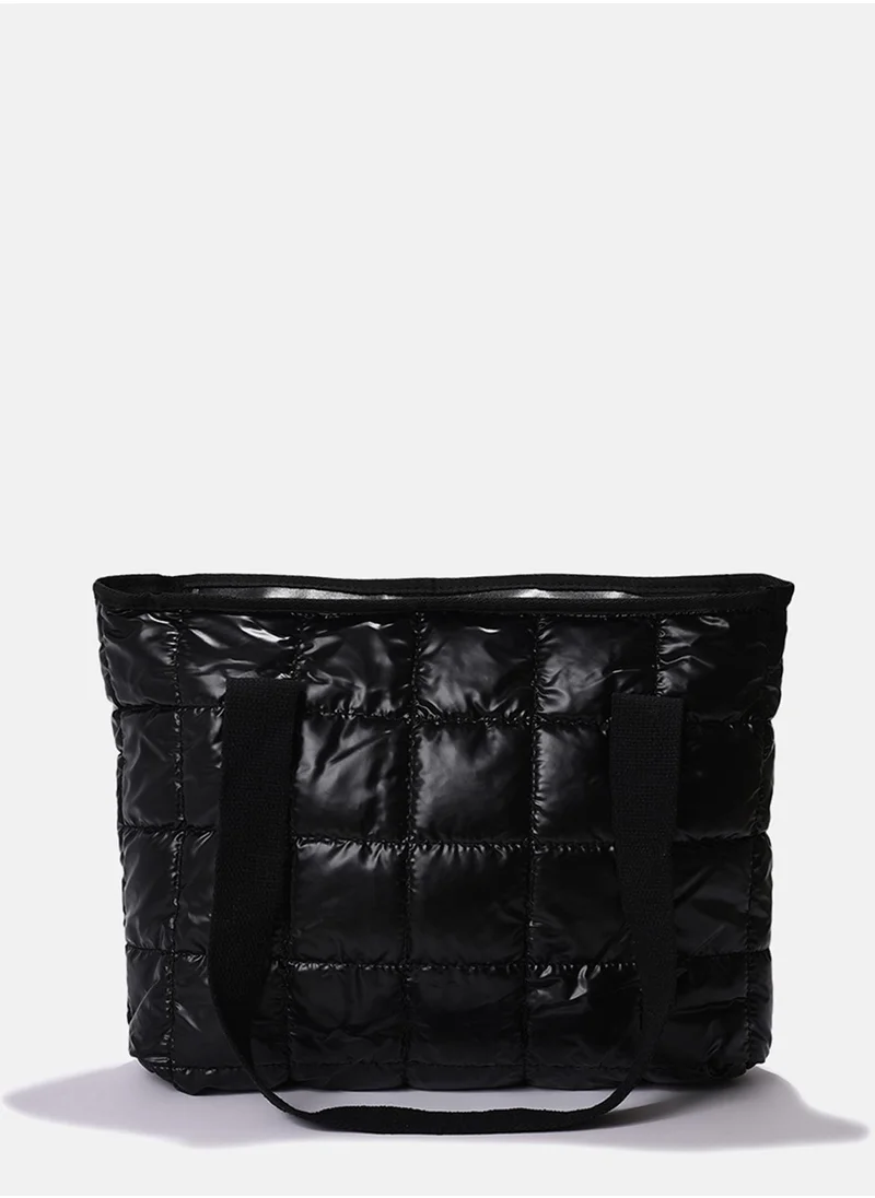 صوص هاوت Midnight Shadow Quilt Black Tote Bag