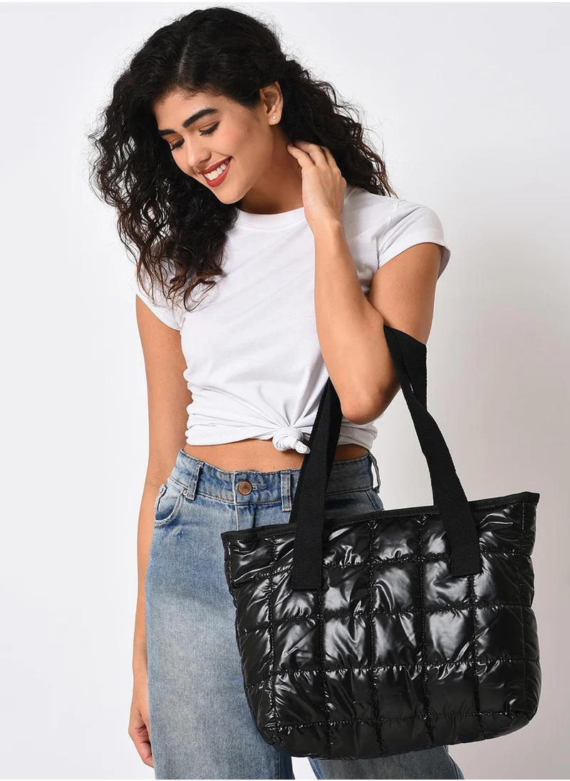 صوص هاوت Midnight Shadow Quilt Black Tote Bag
