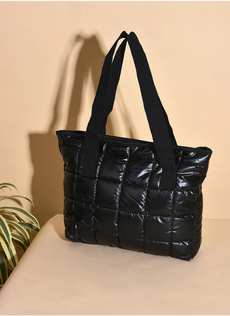 صوص هاوت Midnight Shadow Quilt Black Tote Bag