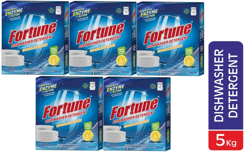 Fortune Dishwasher Detergent Powder- 1 Kg x 5 Pcs - Compatible with All Dishwasher Brands - Image 2