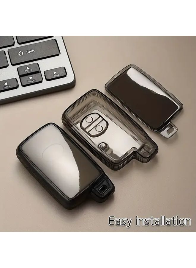 Transparent Black TPU Car Key Fob Cover with Ring Clasp 360 Protection Scratch Resistant - Image 3