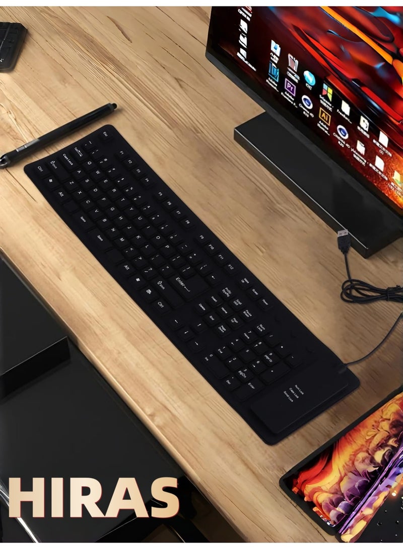 Hiras Waterproof & Dustproof Foldable Soft Silicone Computer Keyboard Laptop Replacement Keyboard - Image 5