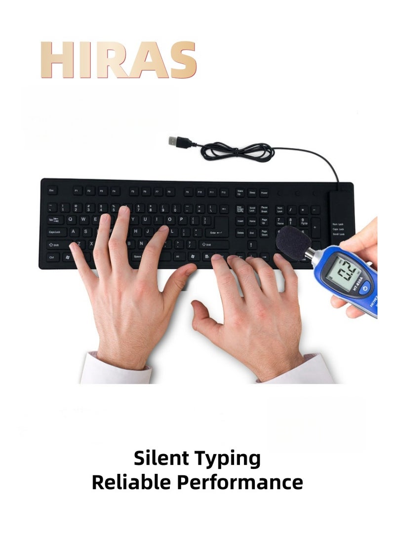 Hiras Waterproof & Dustproof Foldable Soft Silicone Computer Keyboard Laptop Replacement Keyboard - Image 2