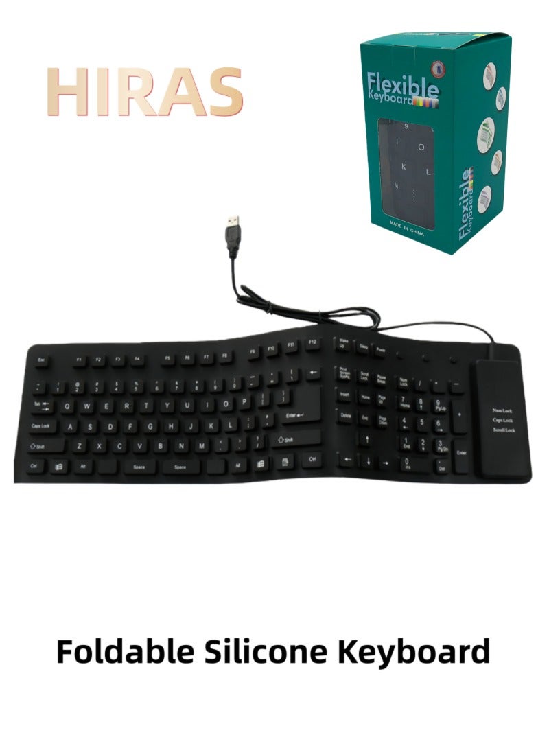 Hiras Waterproof & Dustproof Foldable Soft Silicone Computer Keyboard Laptop Replacement Keyboard - Image 4