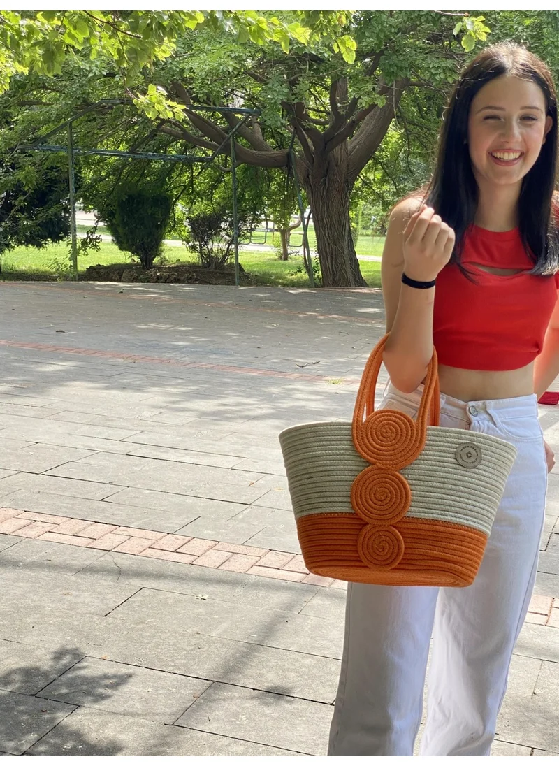 BDZ Deri BDZ Leather Jute Straw Look Handbag Beach Bag Shoulder Bag