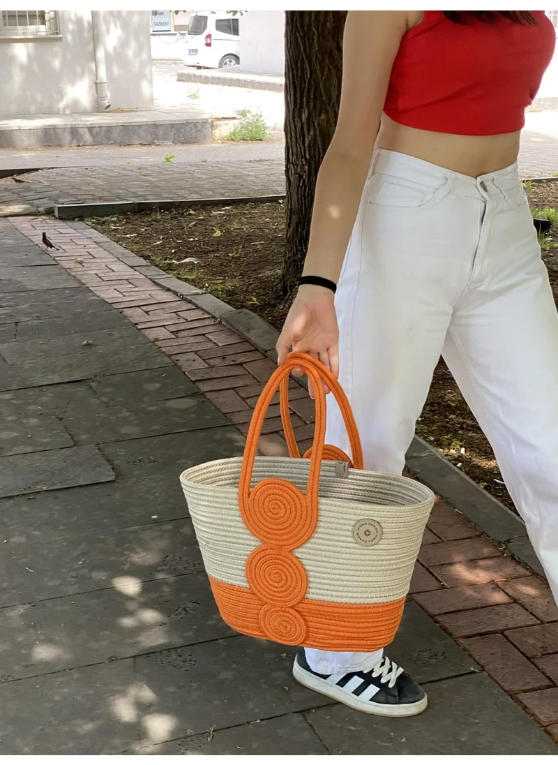 BDZ Deri BDZ Leather Jute Straw Look Handbag Beach Bag Shoulder Bag