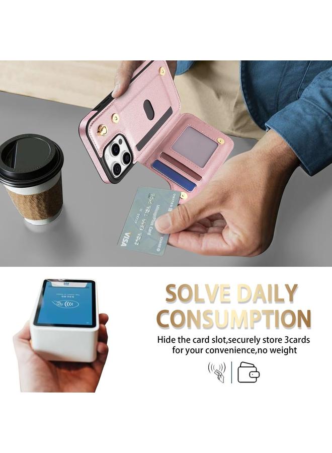 اس-توب جراب هاتف iPhone 16 Pro مزود بمشبك مزدوج وفتحات للبطاقات مع حبل - Image 5