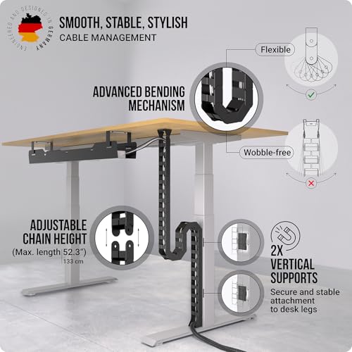 Ultimate Setup Under Desk Cable Management Vertebrae - Perfect for Sit Stand Desk - Wire Management - Adjustable Length - Flexible Cable Spine - Black, 133 cm - Image 2