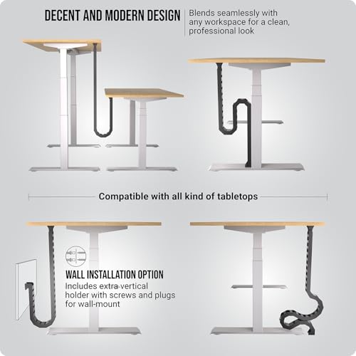 Ultimate Setup Under Desk Cable Management Vertebrae - Perfect for Sit Stand Desk - Wire Management - Adjustable Length - Flexible Cable Spine - Black, 133 cm - Image 4