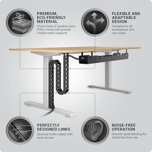 Ultimate Setup Under Desk Cable Management Vertebrae - Perfect for Sit Stand Desk - Wire Management - Adjustable Length - Flexible Cable Spine - Black, 133 cm - Image 5