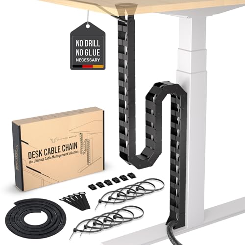 Ultimate Setup Under Desk Cable Management Vertebrae - Perfect for Sit Stand Desk - Wire Management - Adjustable Length - Flexible Cable Spine - Black, 133 cm - Image 1