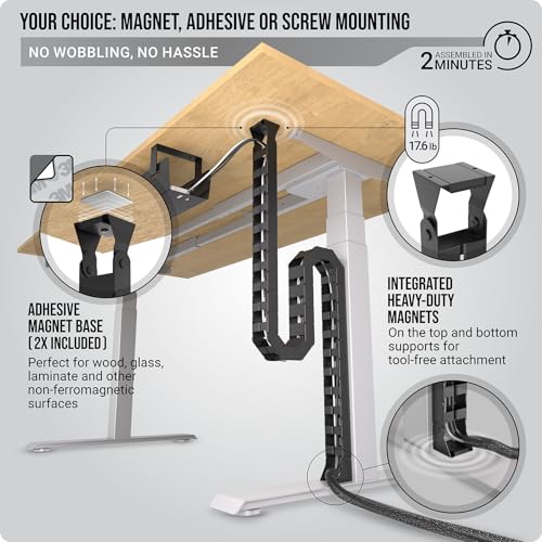 Ultimate Setup Under Desk Cable Management Vertebrae - Perfect for Sit Stand Desk - Wire Management - Adjustable Length - Flexible Cable Spine - Black, 133 cm - Image 3