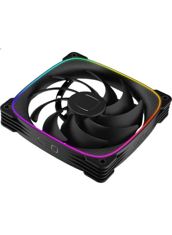 Geometricfuture Dragon Scale 2503B-14Cm Case Fan, Cooling Fan 14Cm, Argb Light Synchronization, Pwm Speed Control, Smart Daisy-Chain, Black, Forward, Single Pack - Image 2
