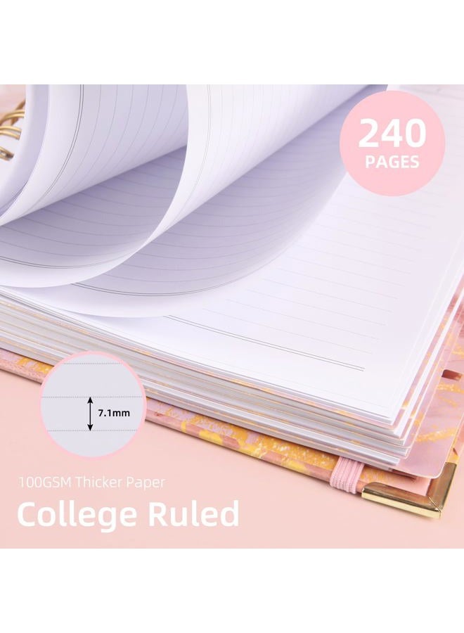 Kutoda دفاتر ملاحظات حلزونية للعمل، 240 صفحة دفتر ملاحظات حلزوني مخطط، 5 مواضيع دفاتر جامعية مخططة للكتابة، 8.6 بوصة × 6.2 بوصة دفاتر ملاحظات للمدرسة ومستلزمات المكتب (رخام وردي) - Image 2