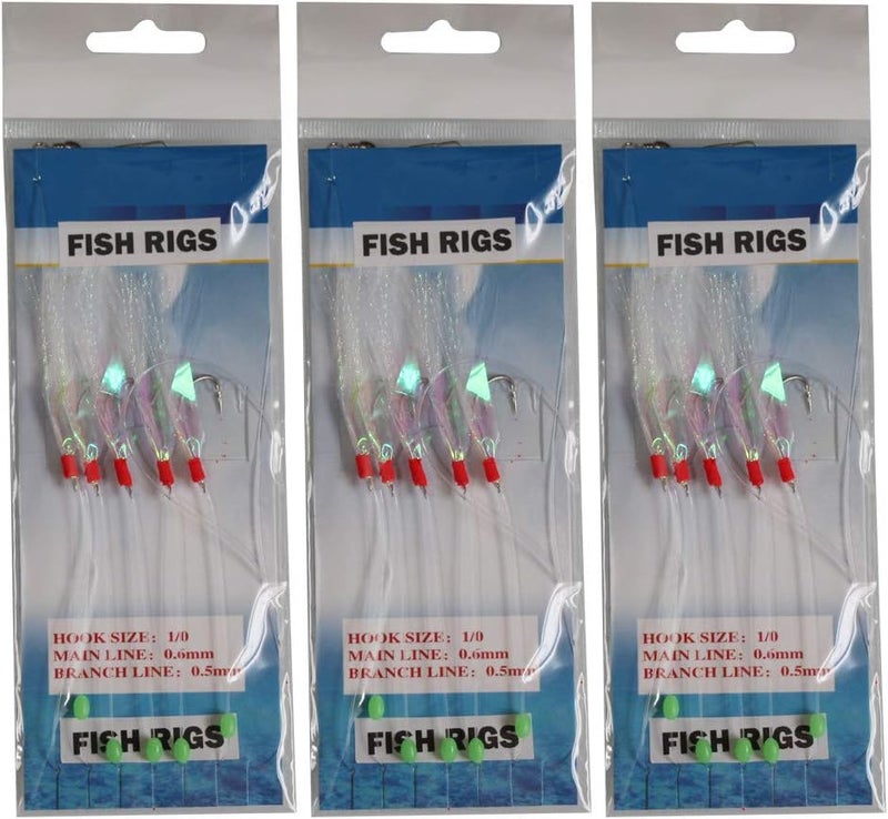 Laxygo 10 Packs Sabiki Rigs Fishing Flasher Lures Bait Rigs Fish Skin, Glow Fishing Beads High Carbon Hooks for Freshwater/Saltwater - Image 4