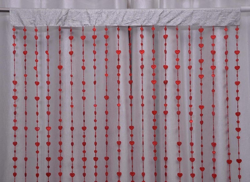 Pindia ستارة خرز بانديا 9 أقدام على شكل قلب أحمر لامع للباب أو النافذة - أحمر - 9 × 3.5 قدم - Image 2