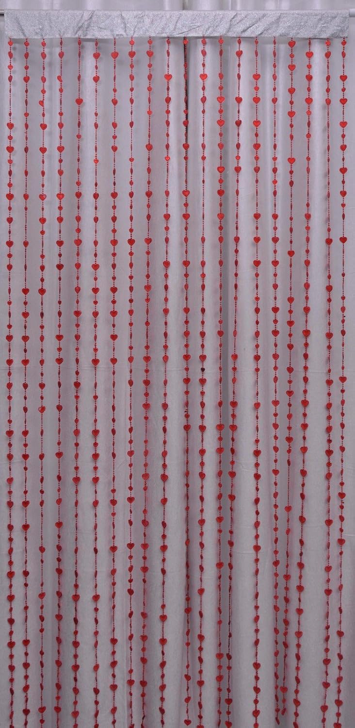 Pindia ستارة خرز بانديا 9 أقدام على شكل قلب أحمر لامع للباب أو النافذة - أحمر - 9 × 3.5 قدم - Image 3