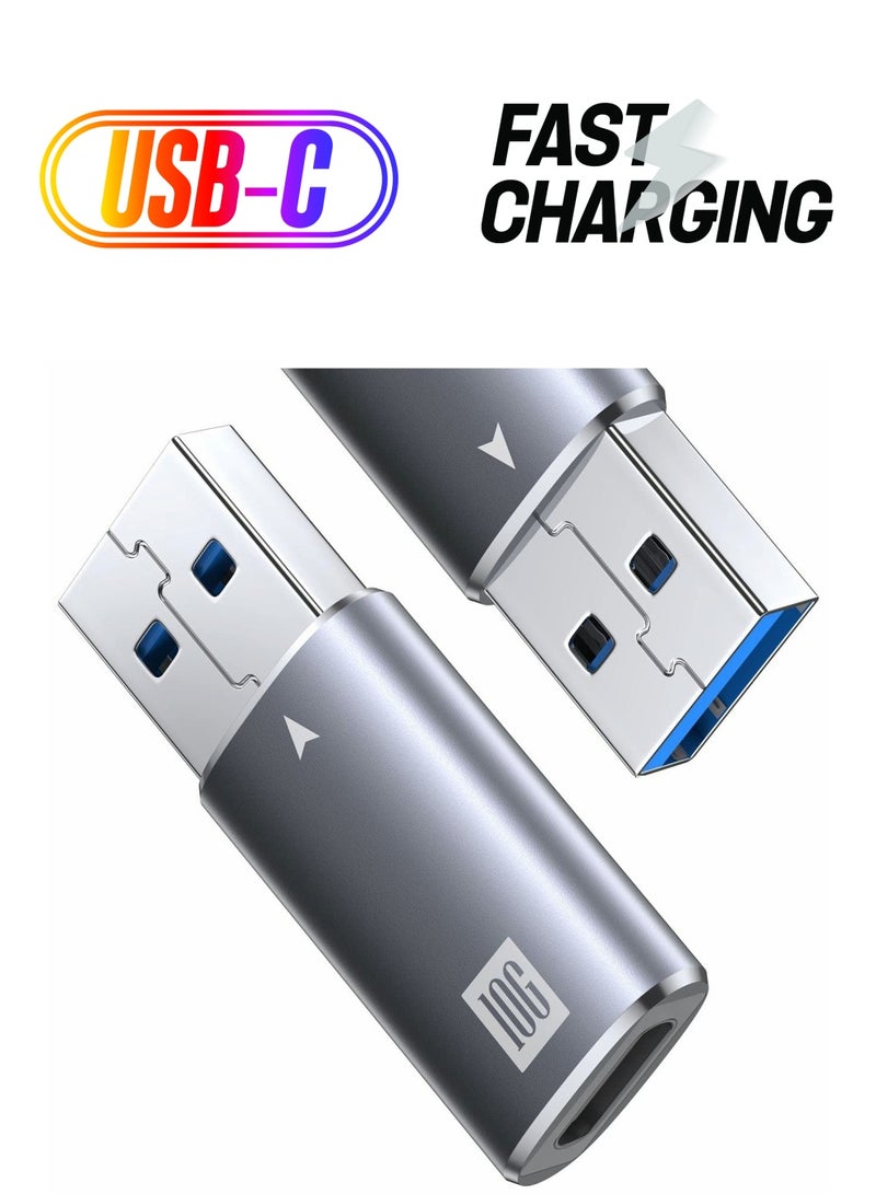 Excefore USB C Female to USB Male Adapter 10Gbps,  2 Pcs USB 3.1 A to USB C Adapter SuperSpeed Data Sync, Perfect Fit for iPhone 12 Mini/12 Pro Max/11 Pro Max, Type-C Earphone, Power Bank, Quest Link - Image 1