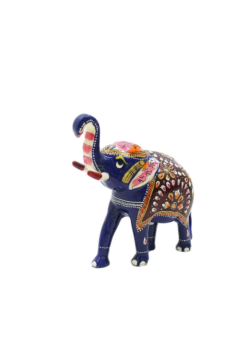 Antique Museum Handmade Hand Painted Elephant with Carving Work 5 Inch  - Image 2