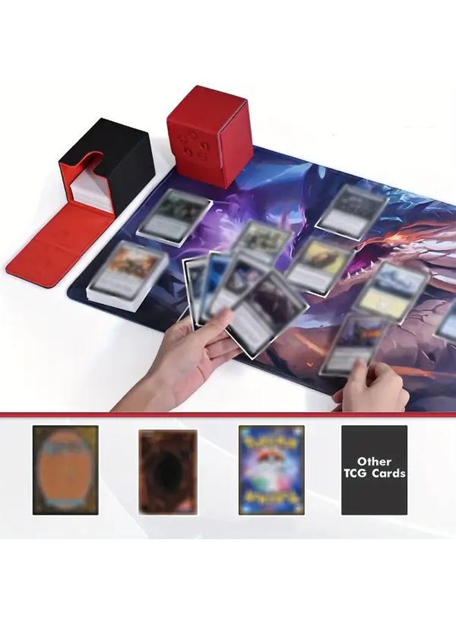 2 Pack MTG Card Deck Box Magnetic Closure Faux Leather Storage Black Purple - Image 5