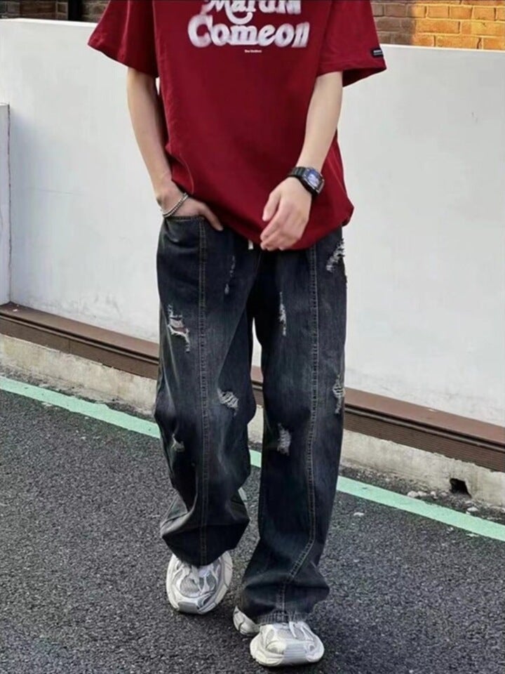 Unisex Classic Denim Jeans Loose Fit Daily Outdoor Wear - Image 2
