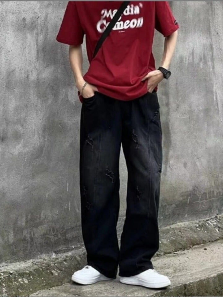 Unisex Classic Denim Jeans Loose Fit Daily Outdoor Wear - Image 3