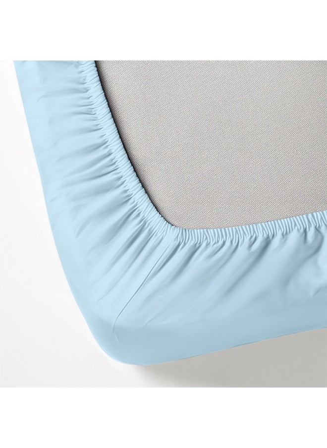 Rest 3-Piece Sky Blue Plush 120X200+25Cm Fitted Bedsheet Set Includes 1 Deep Pocket Fitted Bedsheet And 2 Pillow Covers, Breathable And Machine Washable  - Image 3