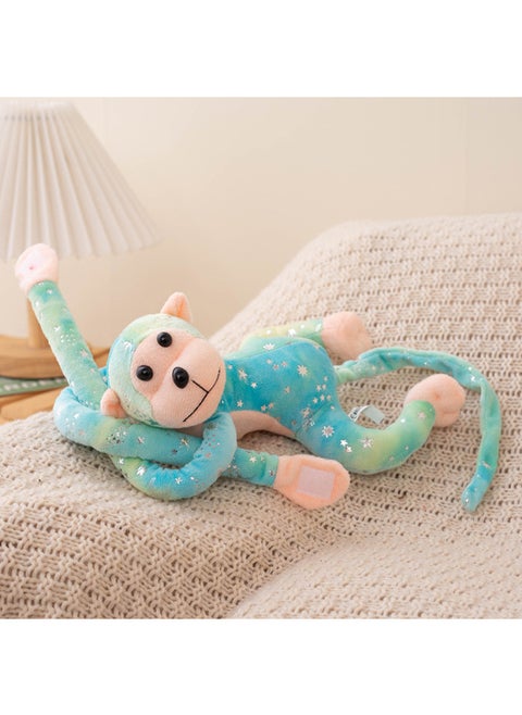 Bronzing Monkey Doll Colorful Long Arm Monkey Doll Doll Children's Plush Toy Sound Plush Toy-Specifications:70cm Silent-Color:Blue And Green