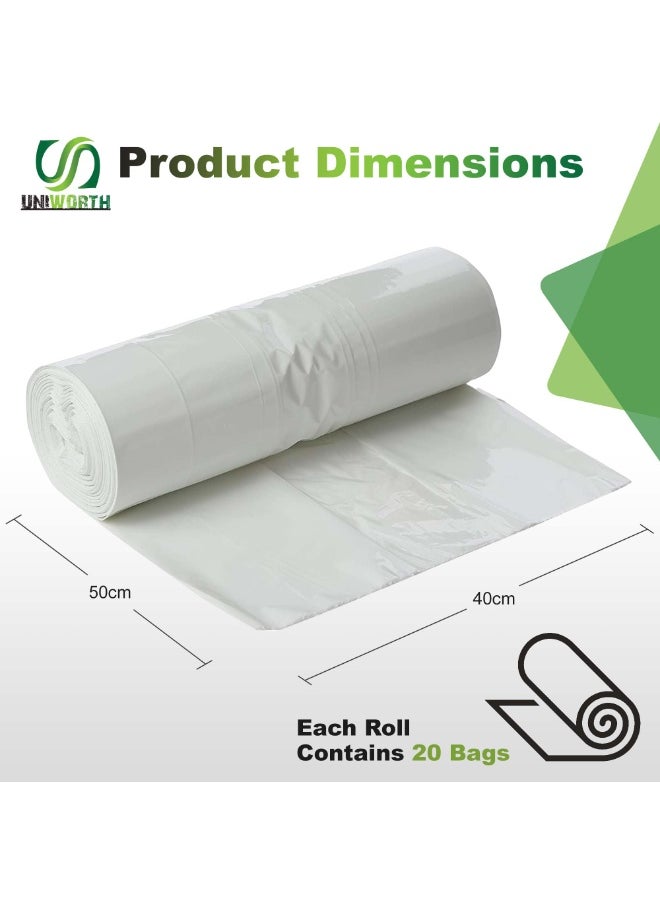 Generic UNIWORTH Trash Bags – 5 Gallon (19L), 40x50 CM, White, Strong & Leak-Proof Garbage Bags, Odor-Control, Tear-Resistant, 60 Counts for Home, Office & Commercial use.  - Image 2