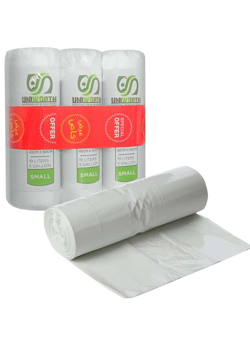 UNIWORTH Trash Bags – 5 Gallon (19L), 40x50 CM, White, Strong & Leak-Proof Garbage Bags, Odor-Control, Tear-Resistant, 60 Counts for Home, Office & Commercial use. - Image 1