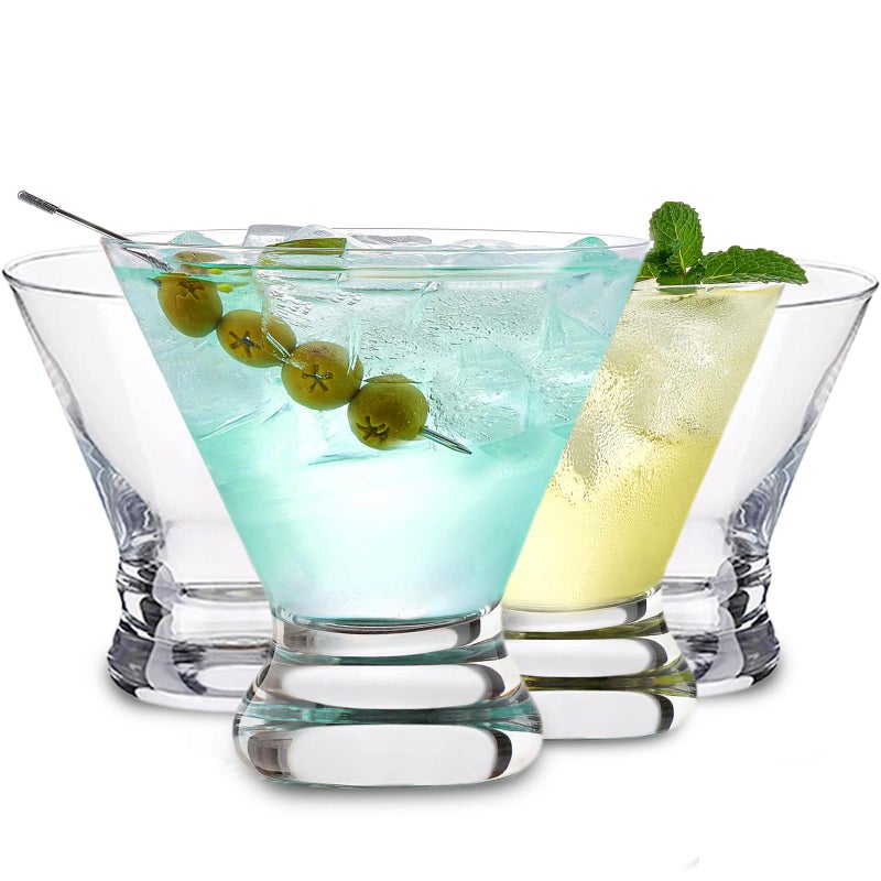 Qipecedm Qipecedm Martini Glasses Set of 4 8 oz Crystal Cocktail Glasses Hand Blown Crystal Martini Glasses for Espresso Martini Cosmopolitan Gimlet Home Bar Party Martini Glassware Gift Set Stemless 