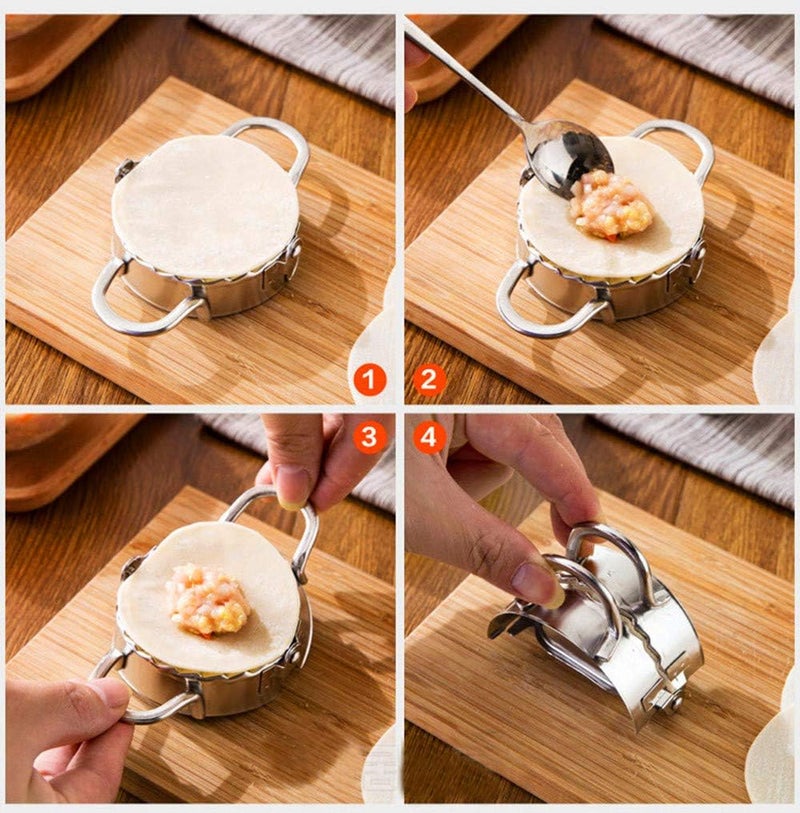AOEKBOH Dumpling Maker - Dumpling Press/Stainless Steel Empanada Press/Pie Ravioli Dumpling Wrappers Mold Kitchen Accessories (9.5cm/3.74" Large) - Image 4