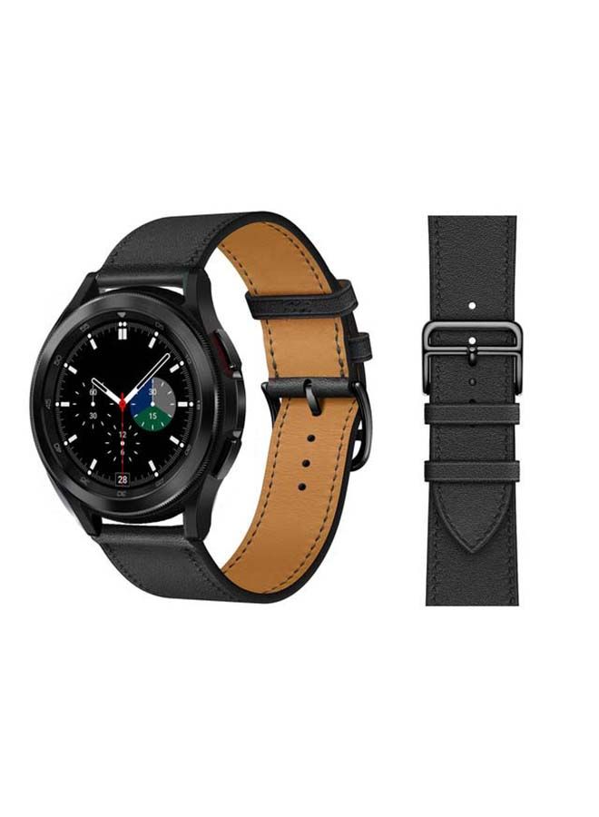 NIBEMINENT Genuine Leather Replacement Band for Samsung Galaxy Watch4 42/46mm Black - Image 1