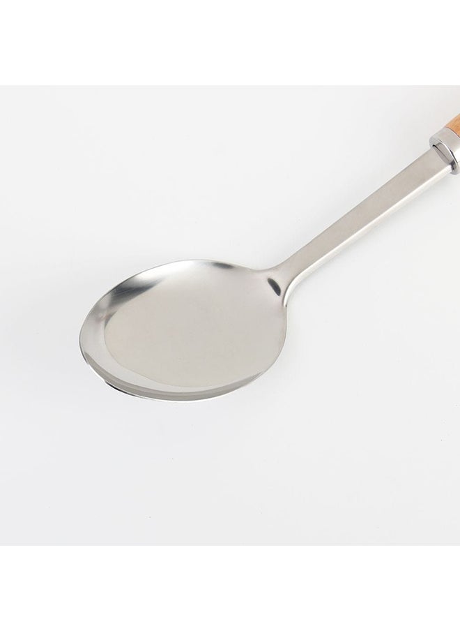 DANUBE HOME Danube Essential Spoon Stainless Steel Beech Wood Kitchen Spoon High Quality Kitchen Utensil For Home Kitchen & Dining Room L31.8xW7.2xH5cm Clear  - Image 2
