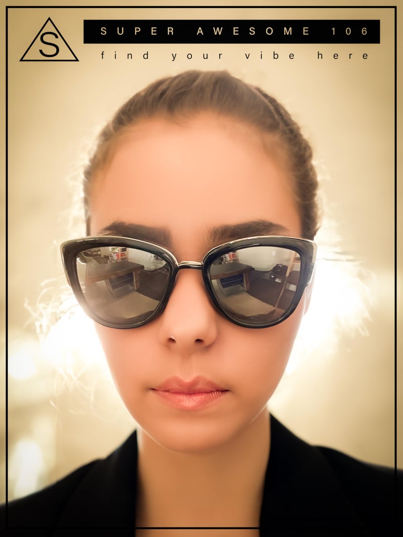 SA106 Womens Color Mirror Mirrored Lens Oversize Cat Eye Sunglasses Matte Black Silver Mirror - Image 4