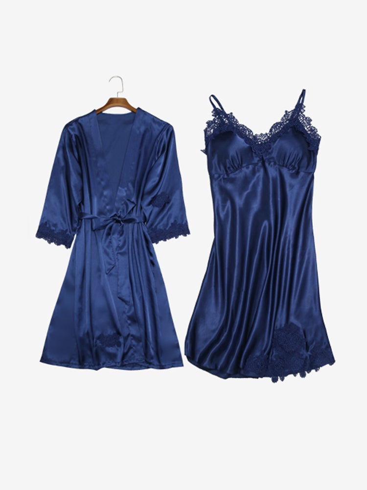 Comfortable Nightdress With Robe Blue - Image 1