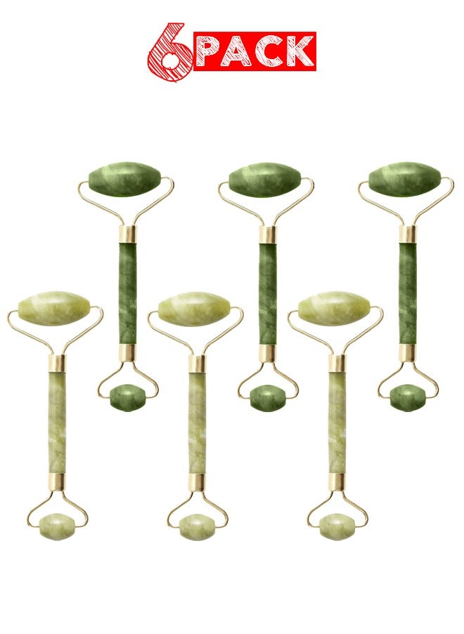 6 packs of Natural Jade Roller Double Jade Crystal Stone Facial Massager Green Color - Image 1